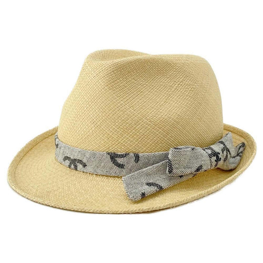CHANEL CC Logo Ribbon Straw Beige Gray Hat New