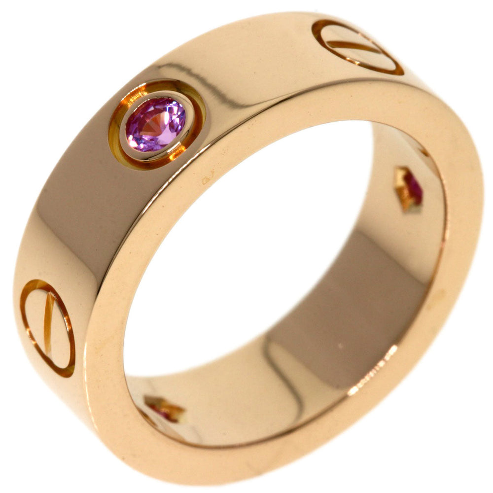 CARTIER Ring 18K Pink Gold gold Love Ring Pink Sapphire #48 Women Used Authentic