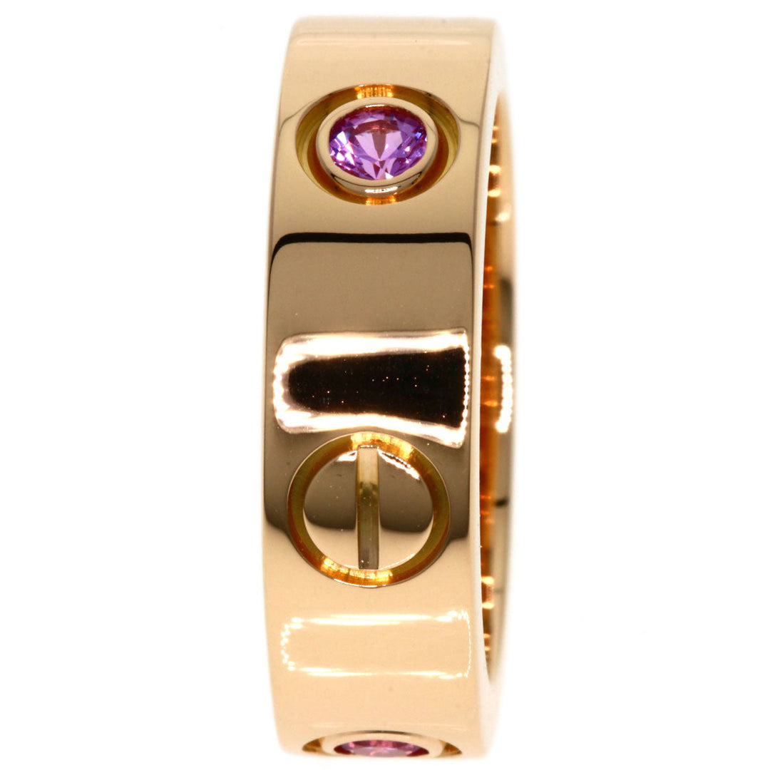 CARTIER Ring 18K Pink Gold gold Love Ring Pink Sapphire #48 Women Used Authentic