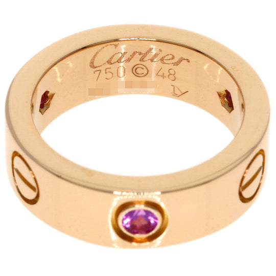 CARTIER Ring 18K Pink Gold gold Love Ring Pink Sapphire #48 Women Used Authentic