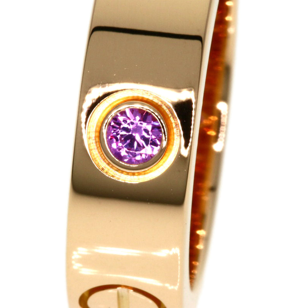 CARTIER Ring 18K Pink Gold gold Love Ring Pink Sapphire #48 Women Used Authentic