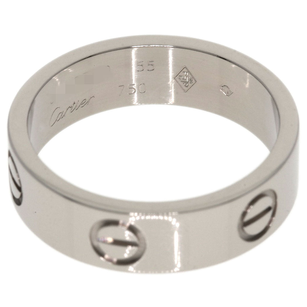 CARTIER Ring K18WG Silver Love Ring #55 Women Used Authentic