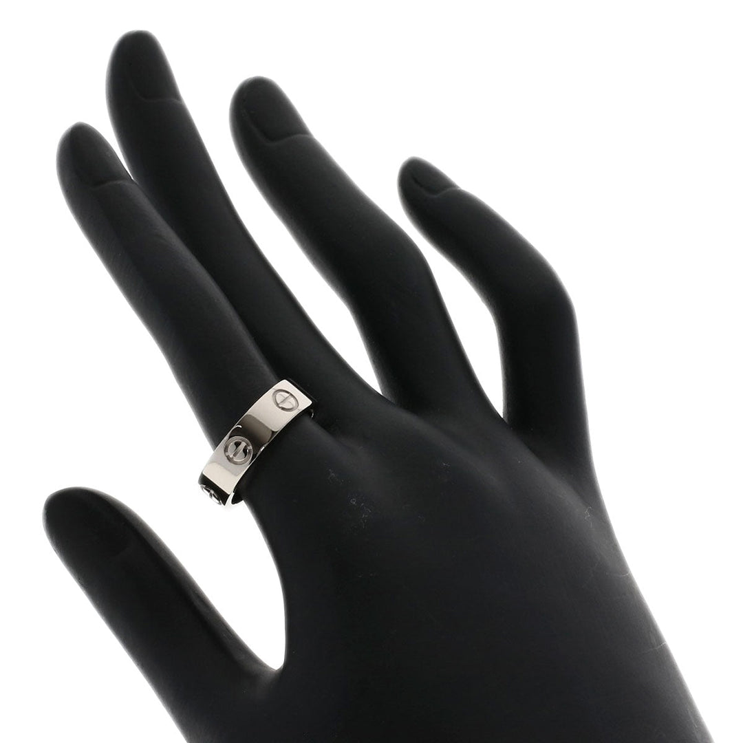 CARTIER Ring K18WG Silver Love Ring #55 Women Used Authentic