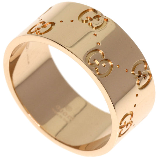 GUCCI Ring 18K Pink Gold gold Icon wide # 19 Women Used Authentic