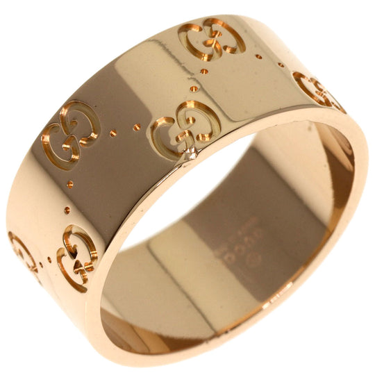 GUCCI Ring 18K Pink Gold gold Icon wide # 19 Women Used Authentic