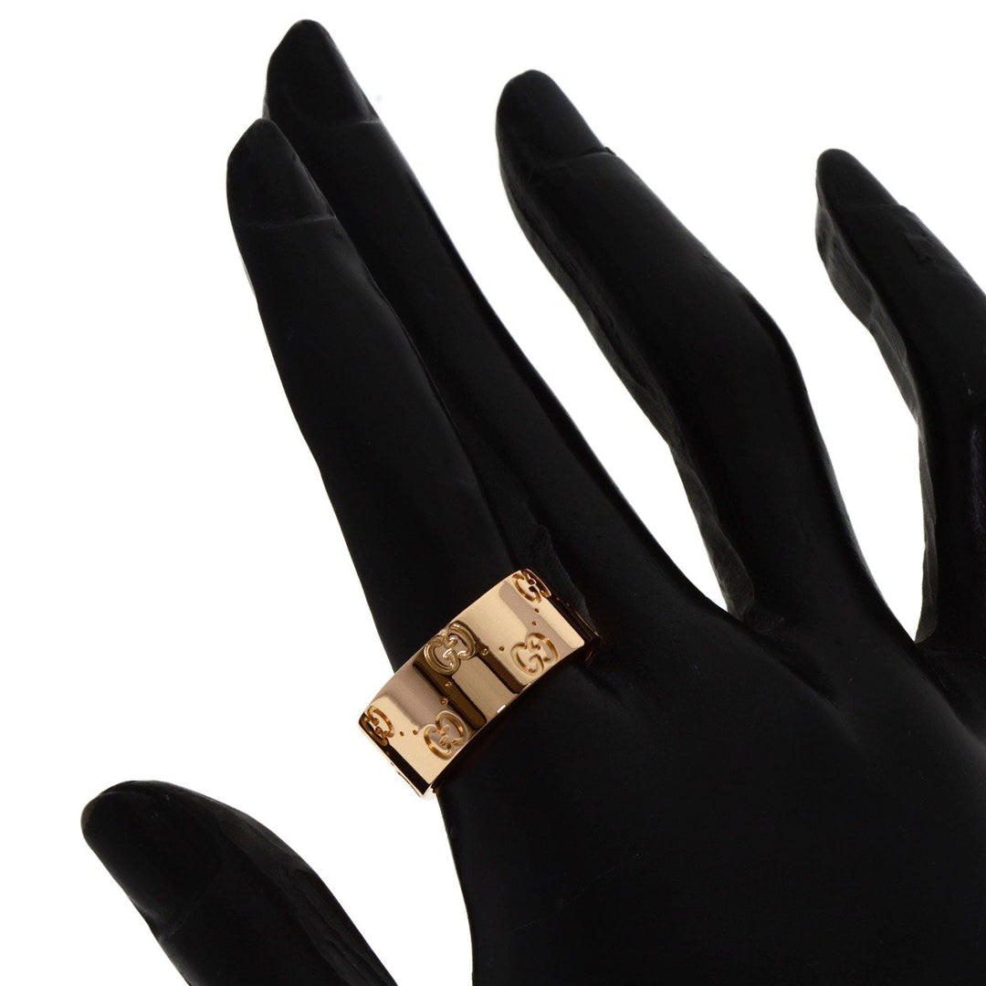 GUCCI Ring 18K Pink Gold gold Icon wide # 19 Women Used Authentic