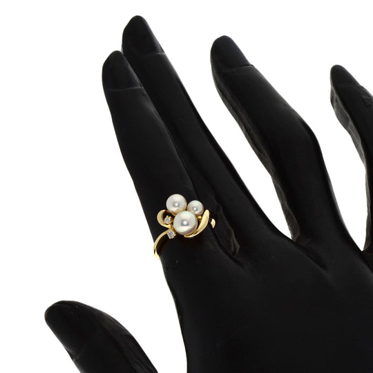 MIKIMOTO Ring 18K Yellow Gold gold Pearl pearl diamond Women Used Authentic