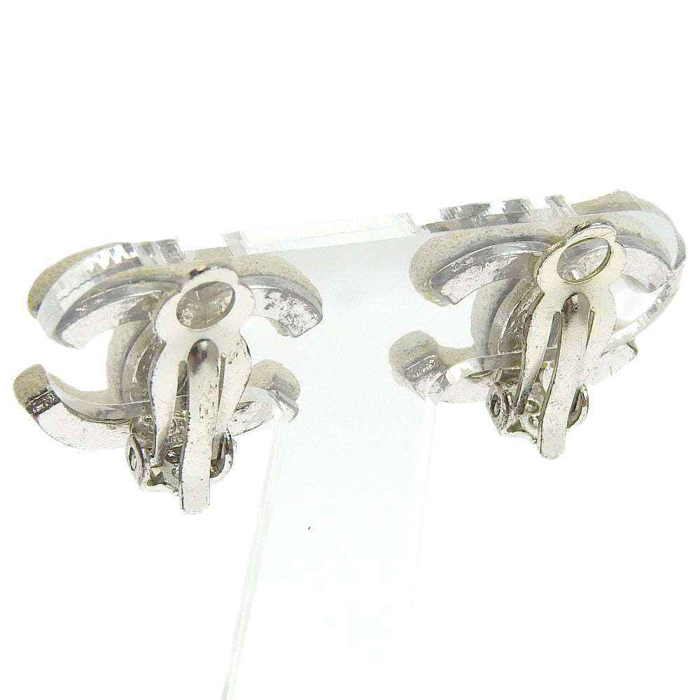 CHANEL Earring metallic White COCO Mark Women Used Authentic