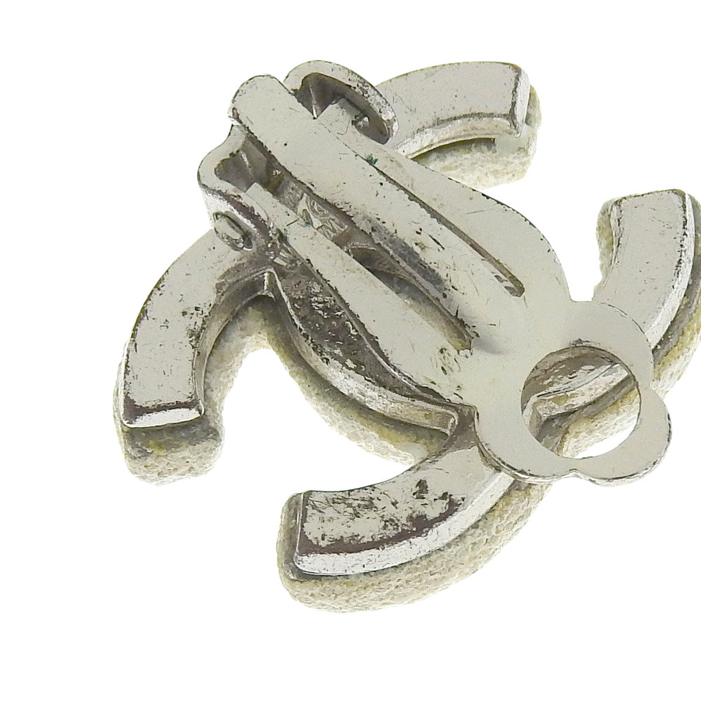 CHANEL Earring metallic White COCO Mark Women Used Authentic