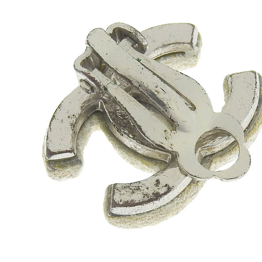 CHANEL Earring metallic White COCO Mark Women Used Authentic
