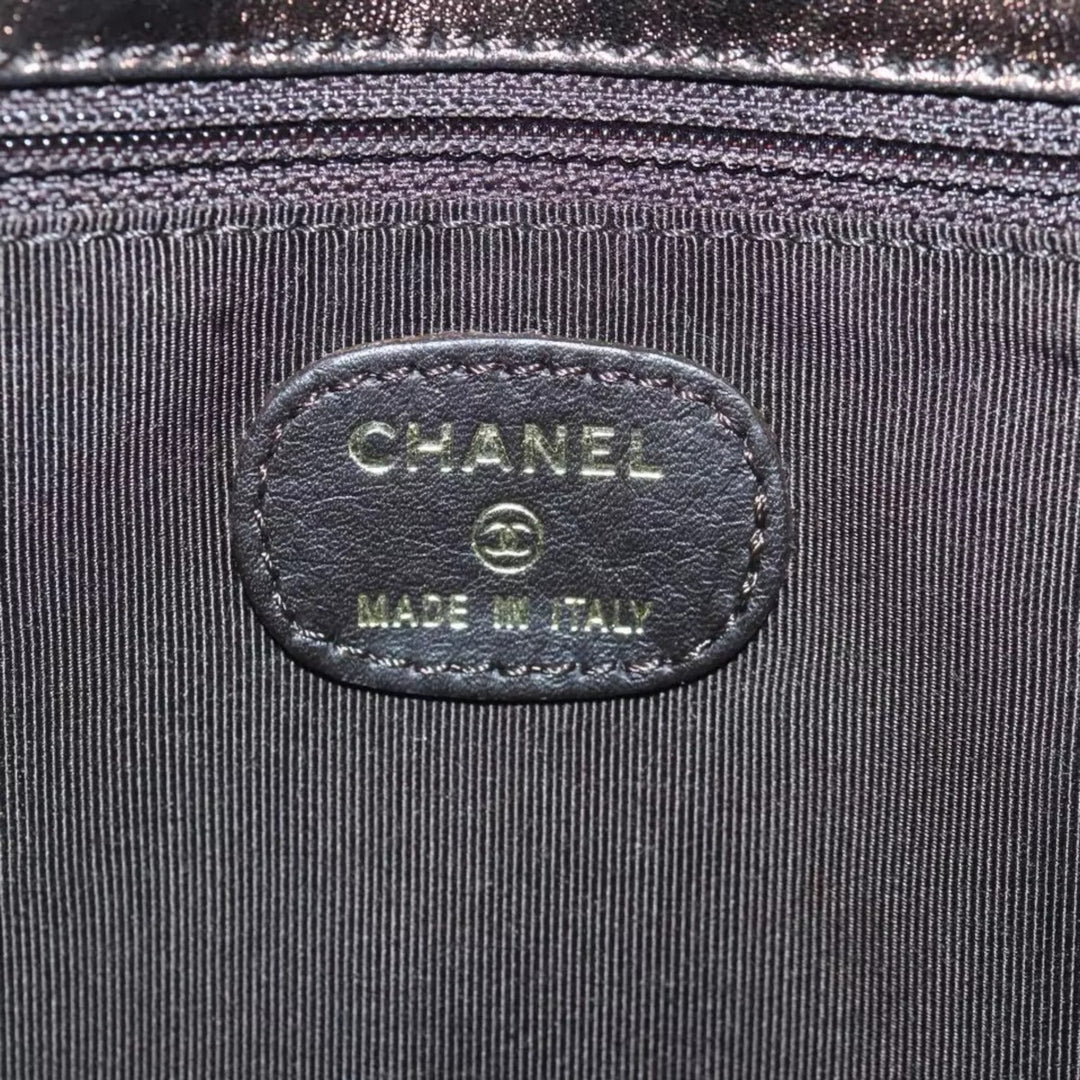 Chanel Vintage Shoulder Bag Leather Bronze Gold CC Women Crossbody