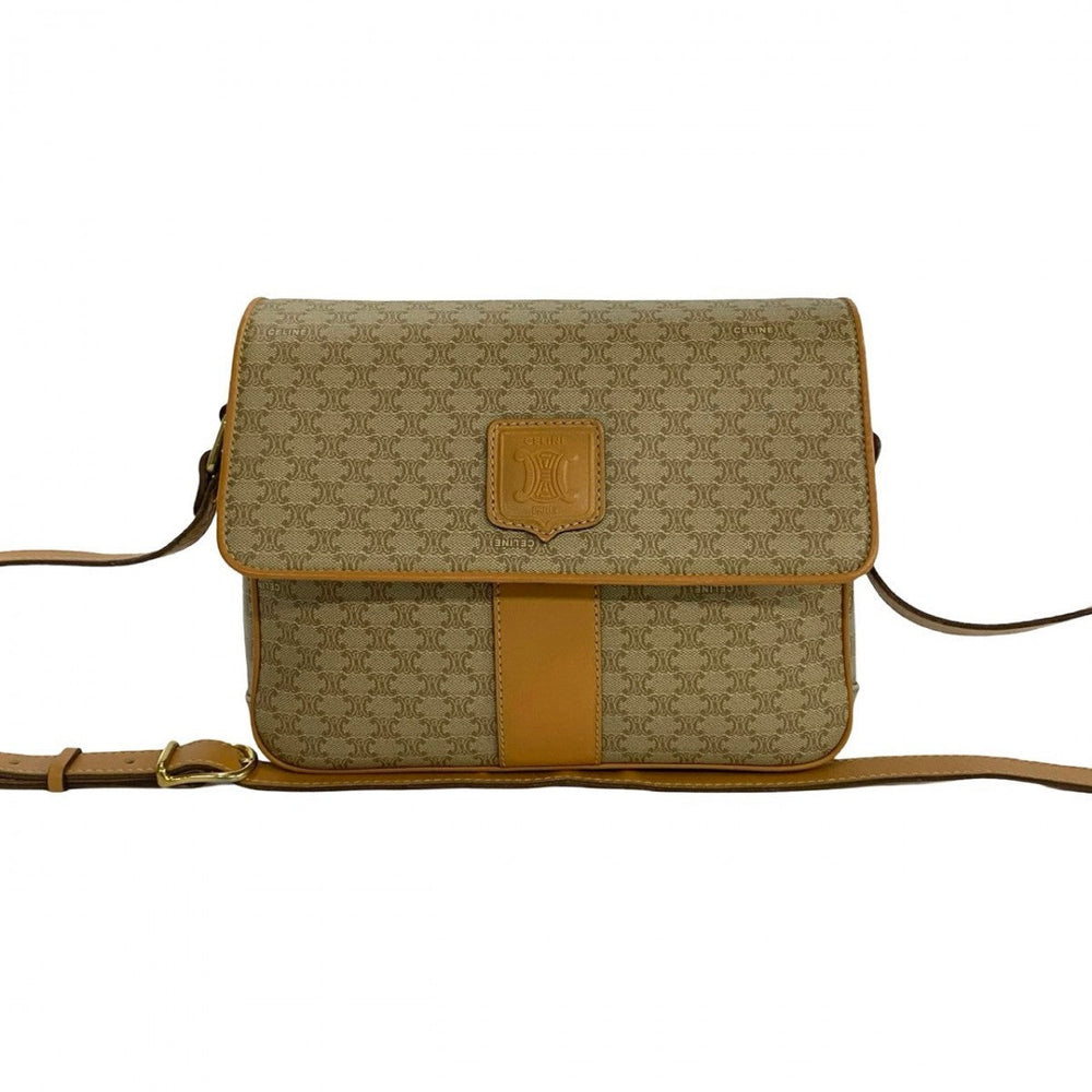 CELINE Shoulder Bag leather beige