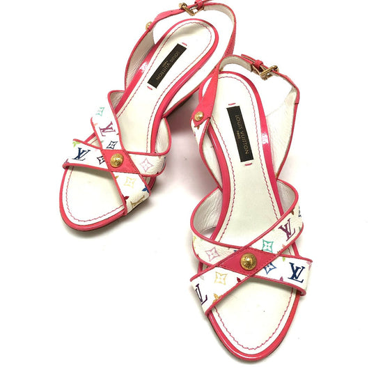 LOUIS VUITTON Sandals Monogram multicolor canvas pink Monogram multicolor Back strap Women 34 Used Authentic