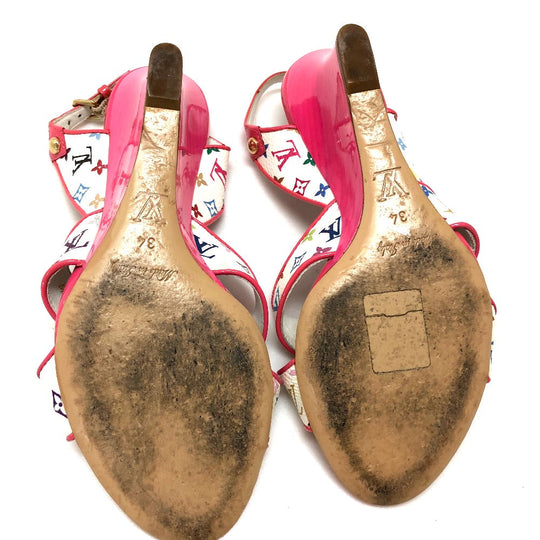 LOUIS VUITTON Sandals Monogram multicolor canvas pink Monogram multicolor Back strap Women 34 Used Authentic