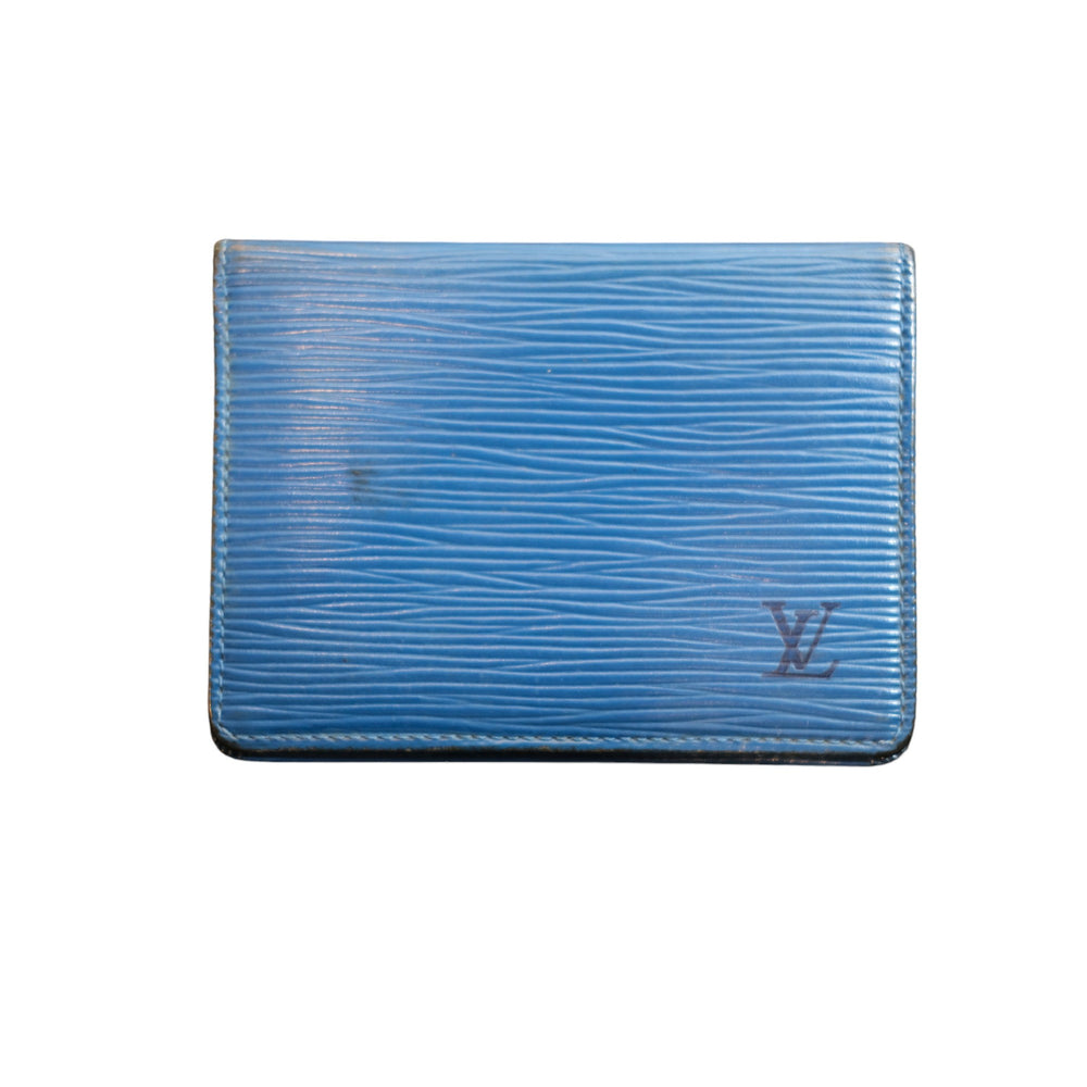Louis Vuitton Epi Leather Blue Card Holder Wallet Unisex Vintage