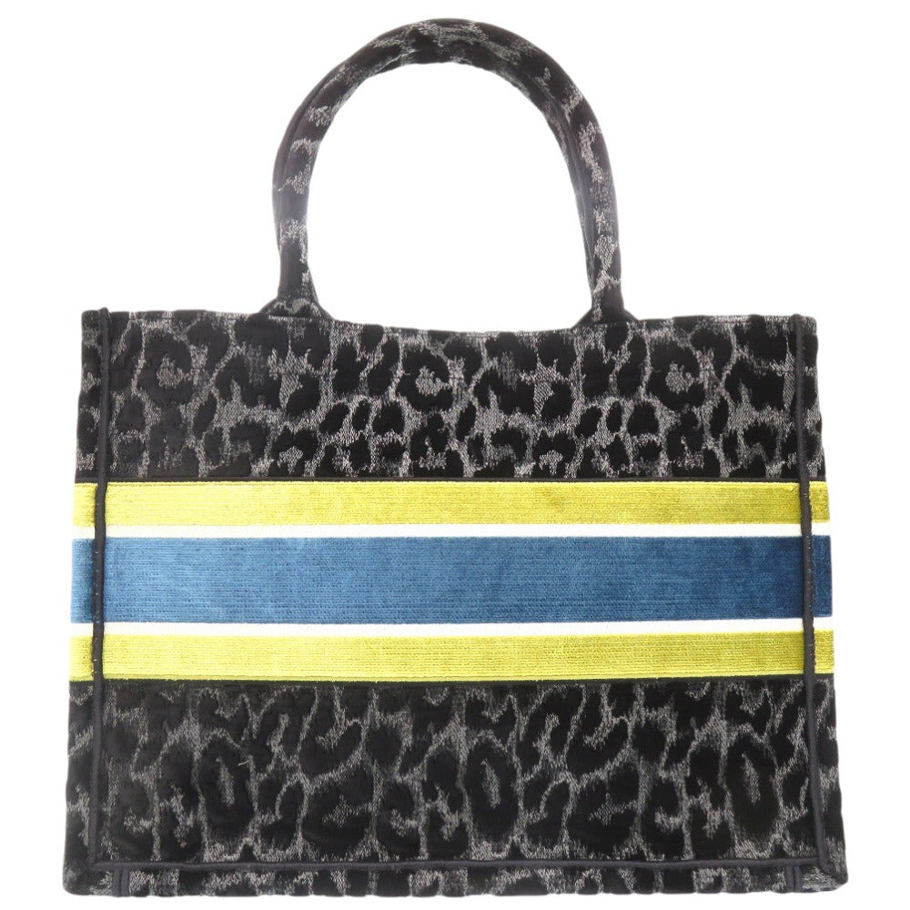 Christian Dior Tote Bag Velor black Velour Book Tote Leopard Print Medium Tote Bag Women(Unisex) Used Authentic