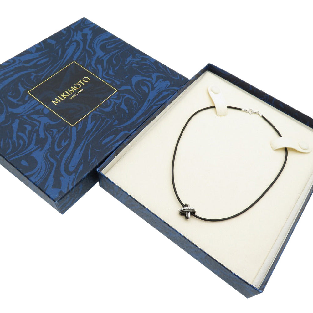 MIKIMOTO Necklace K18 White Gold, Diamond black Cross diamond Women Used Authentic