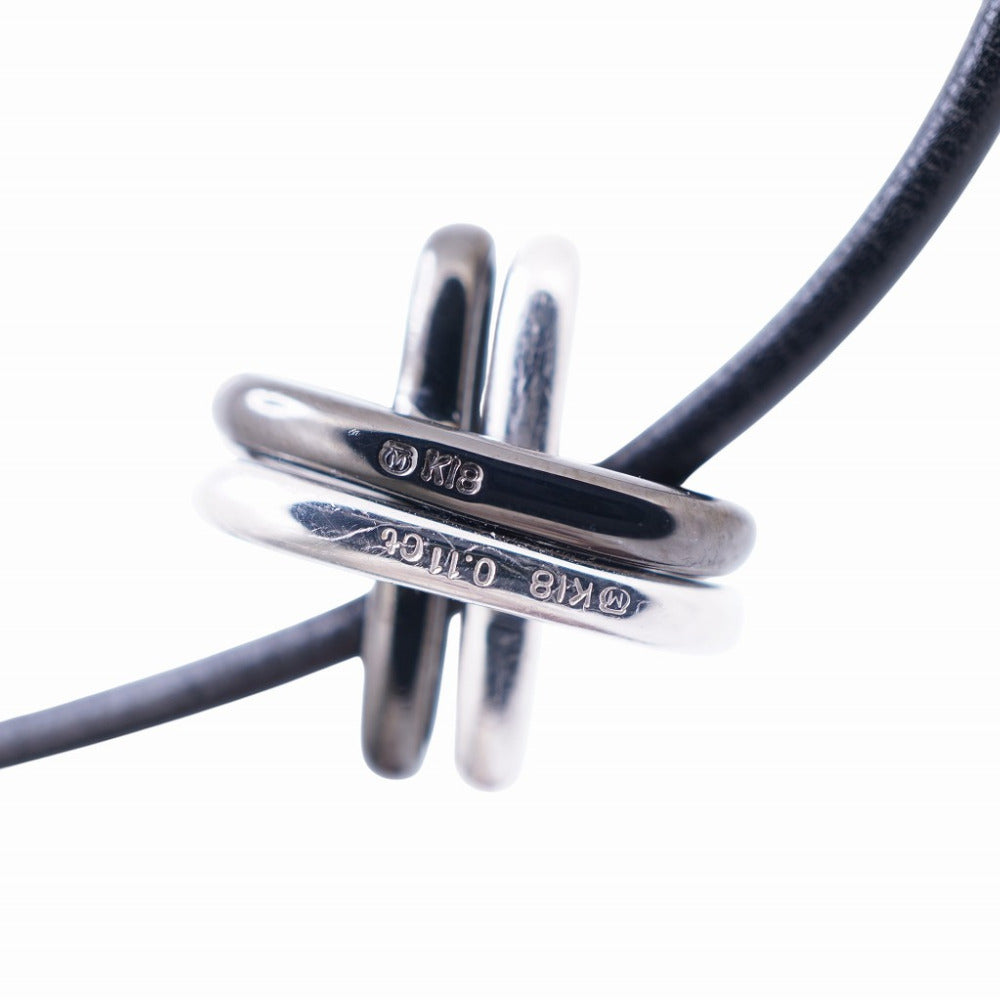 MIKIMOTO Necklace K18 White Gold, Diamond black Cross diamond Women Used Authentic