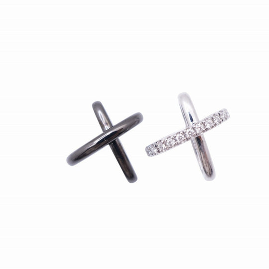 MIKIMOTO Necklace K18 White Gold, Diamond black Cross diamond Women Used Authentic