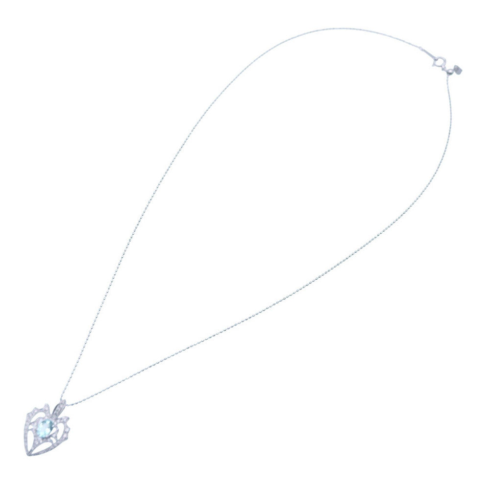JEWELRY Necklace K18 White Gold, Diamond blue Paraiba tourmaline 0.47ct diamond 0.20ct K18WG Pendant Necklace Women Used Authentic
