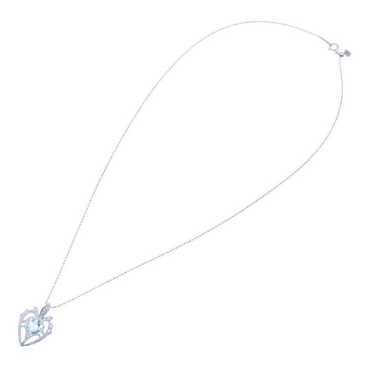 JEWELRY Necklace K18 White Gold, Diamond blue Paraiba tourmaline 0.47ct diamond 0.20ct K18WG Pendant Necklace Women Used Authentic