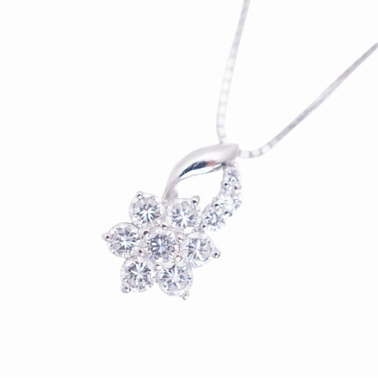 STAR JEWELRY Necklace Pt900Platinum , Pt850Platinum clear Pt900 Diamond 1.00ct Women Used Authentic
