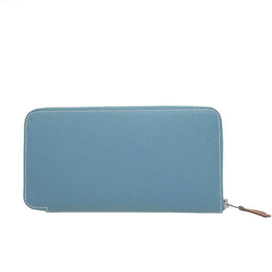 HERMES Long Wallet Purse Epsom Blue gene Zip Around Azap long silk in unisex(Unisex) Used Authentic