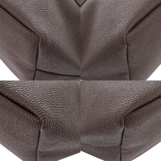 Herve Chapelier Handbag 701GP Leather, Pebbled Grain Coated Canvas Brown Luxe Boat-shaped Tote S Women Used Authentic