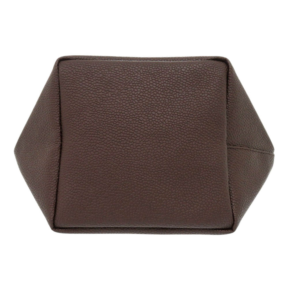 Herve Chapelier Handbag 701GP Leather, Pebbled Grain Coated Canvas Brown Luxe Boat-shaped Tote S Women Used Authentic