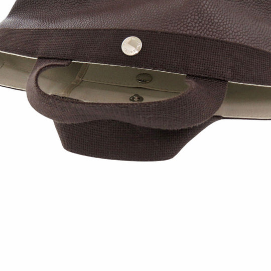 Herve Chapelier Handbag 701GP Leather, Pebbled Grain Coated Canvas Brown Luxe Boat-shaped Tote S Women Used Authentic