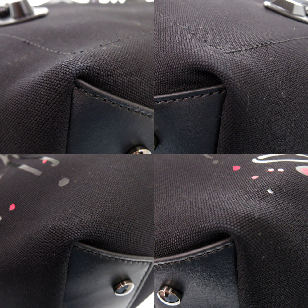 Christian Louboutin Tote Bag 3215121 Cotton canvas black 2WAY Shoulder Bag Frangibus Women Used Authentic