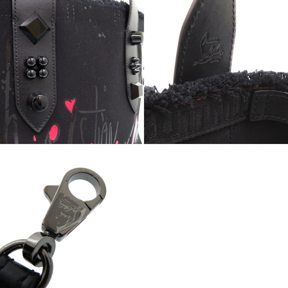 Christian Louboutin Tote Bag 3215121 Cotton canvas black 2WAY Shoulder Bag Frangibus Women Used Authentic
