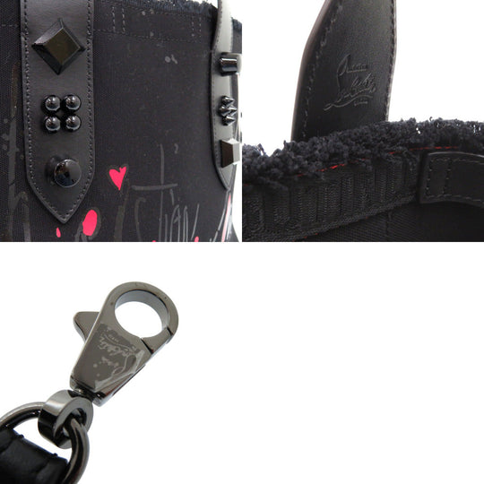 Christian Louboutin Tote Bag 3215121 Cotton canvas black 2WAY Shoulder Bag Frangibus Women Used Authentic