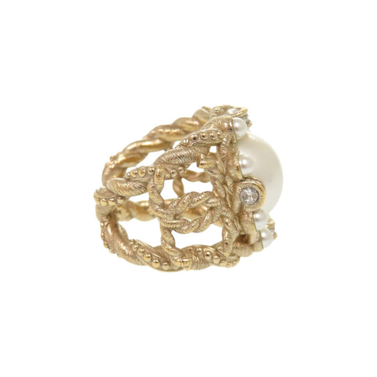 CHANEL Ring Metal, Faux Pearl gold