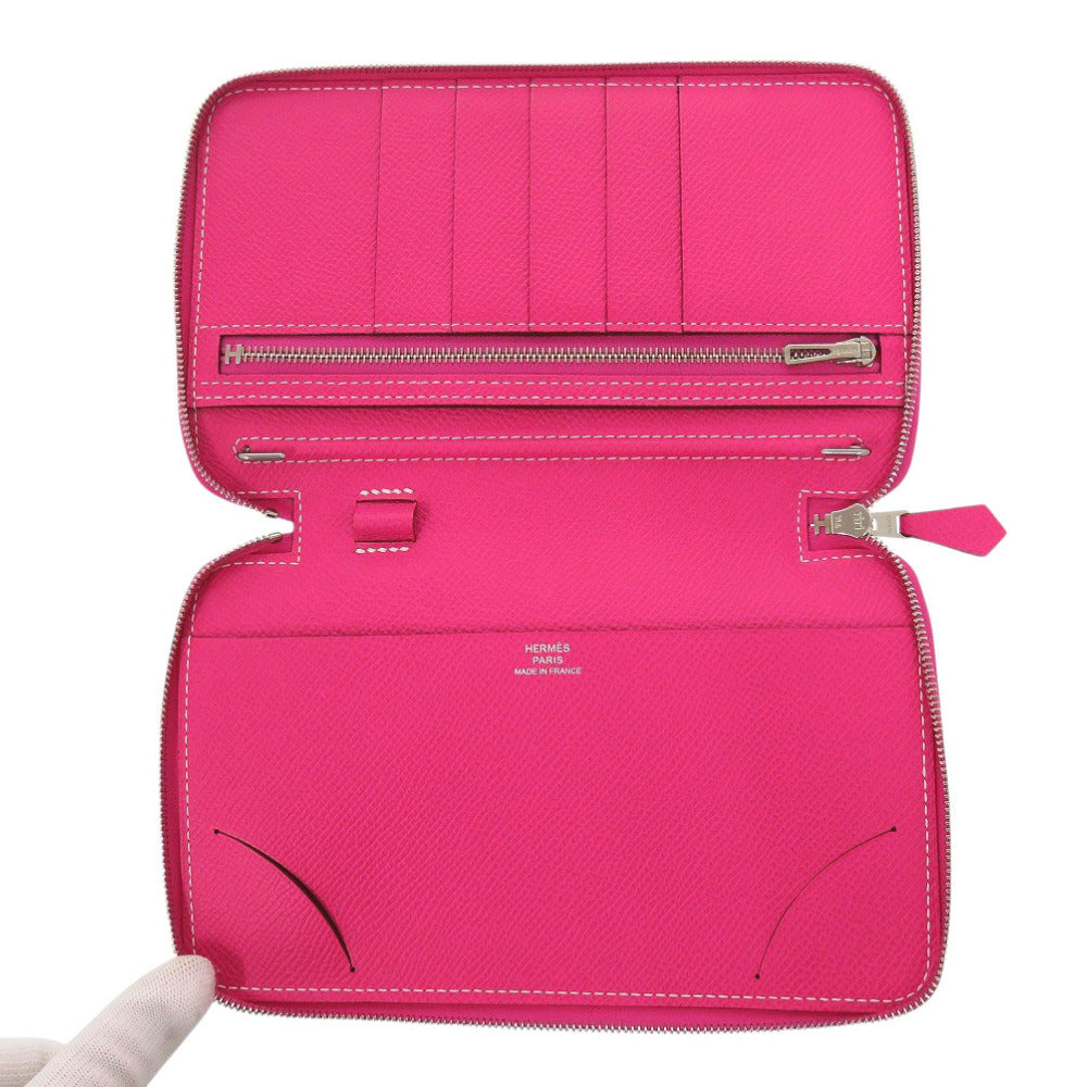 HERMES Notebook cover Epsom Rose shocking Agenda zip