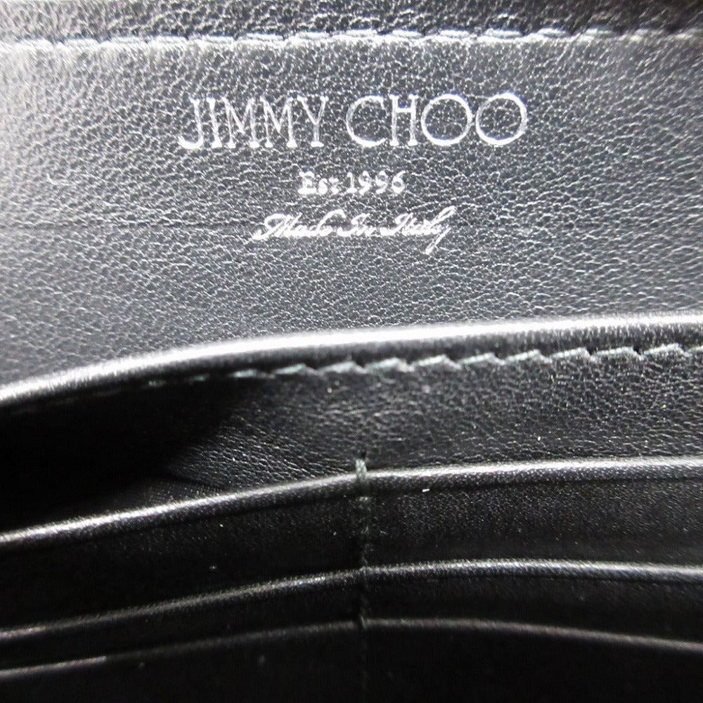 JIMMY CHOO Long Wallet Purse canvas Navy Zip Around Star Studs CARNABY unisex(Unisex) Used Authentic