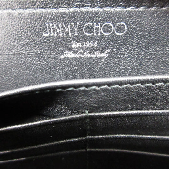 JIMMY CHOO Long Wallet Purse canvas Navy Zip Around Star Studs CARNABY unisex(Unisex) Used Authentic