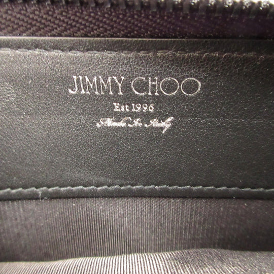 JIMMY CHOO Long Wallet Purse canvas Navy Zip Around Star Studs CARNABY unisex(Unisex) Used Authentic