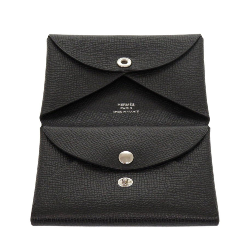 HERMES Card Case Epsom Noir Calvi