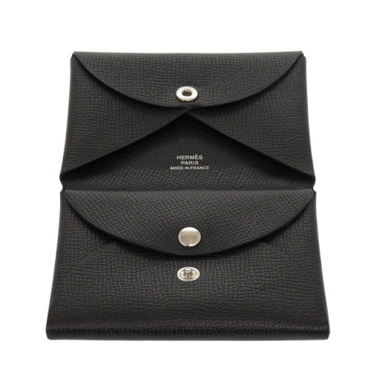 HERMES Card Case Epsom Noir Calvi