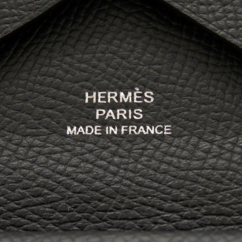 HERMES Card Case Epsom Noir Calvi