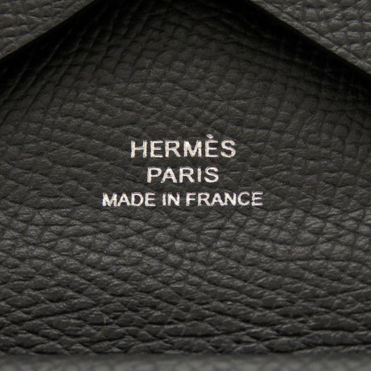 HERMES Card Case Epsom Noir Calvi