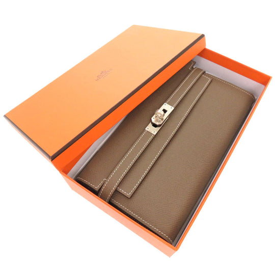 HERMES Long Wallet Purse Epsom Etope Kelly wallet unisex(Unisex) Used Authentic