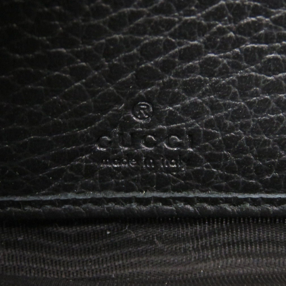 GUCCI Long Wallet Purse 456117 leather black Zip Around GG Marmont Women Used Authentic