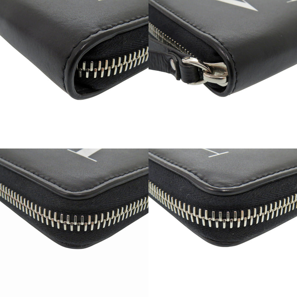 Valentino Garavani Long Wallet Purse XY2P0570 leather black Zip Around VLTN logo mens Used Authentic
