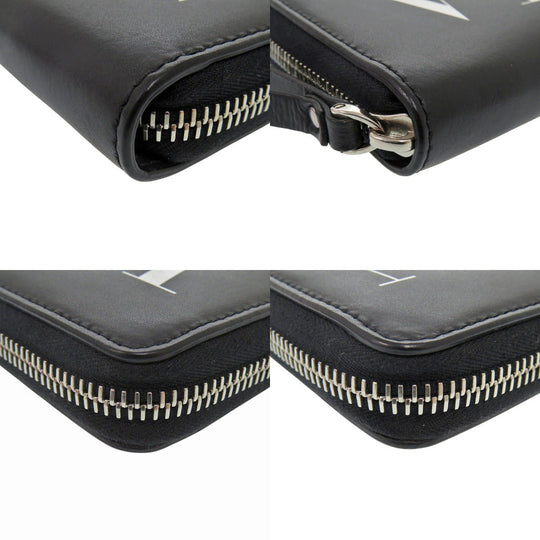 Valentino Garavani Long Wallet Purse XY2P0570 leather black Zip Around VLTN logo mens Used Authentic