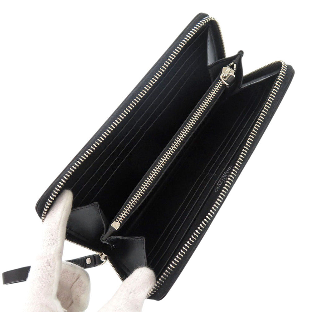 Valentino Garavani Long Wallet Purse XY2P0570 leather black Zip Around VLTN logo mens Used Authentic