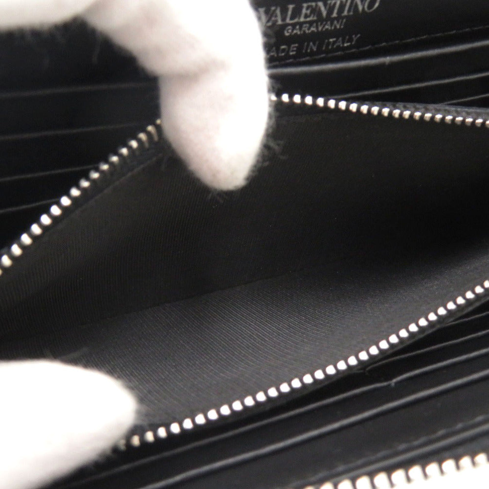 Valentino Garavani Long Wallet Purse XY2P0570 leather black Zip Around VLTN logo mens Used Authentic