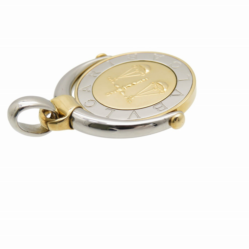 BVLGARI Pendant top K18 Yellow Gold, Stainless Steel gold Horoscope Libra Women Used Authentic