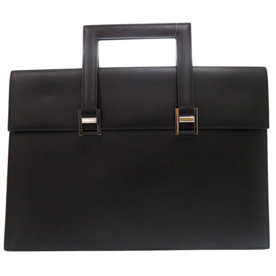 HERMES Briefcase leather black Business bag handbag 365PM mens Used Authentic